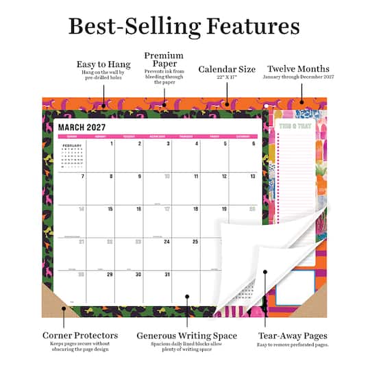 2027 Maximal Mirage Large Desk Pad Monthly Blotter Calendar